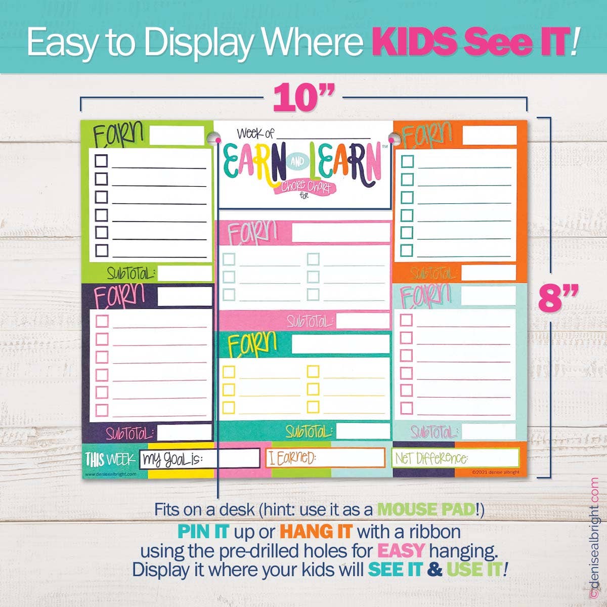 Earn & Learn® Kids Money Management Chore Chart Blommin' Colors