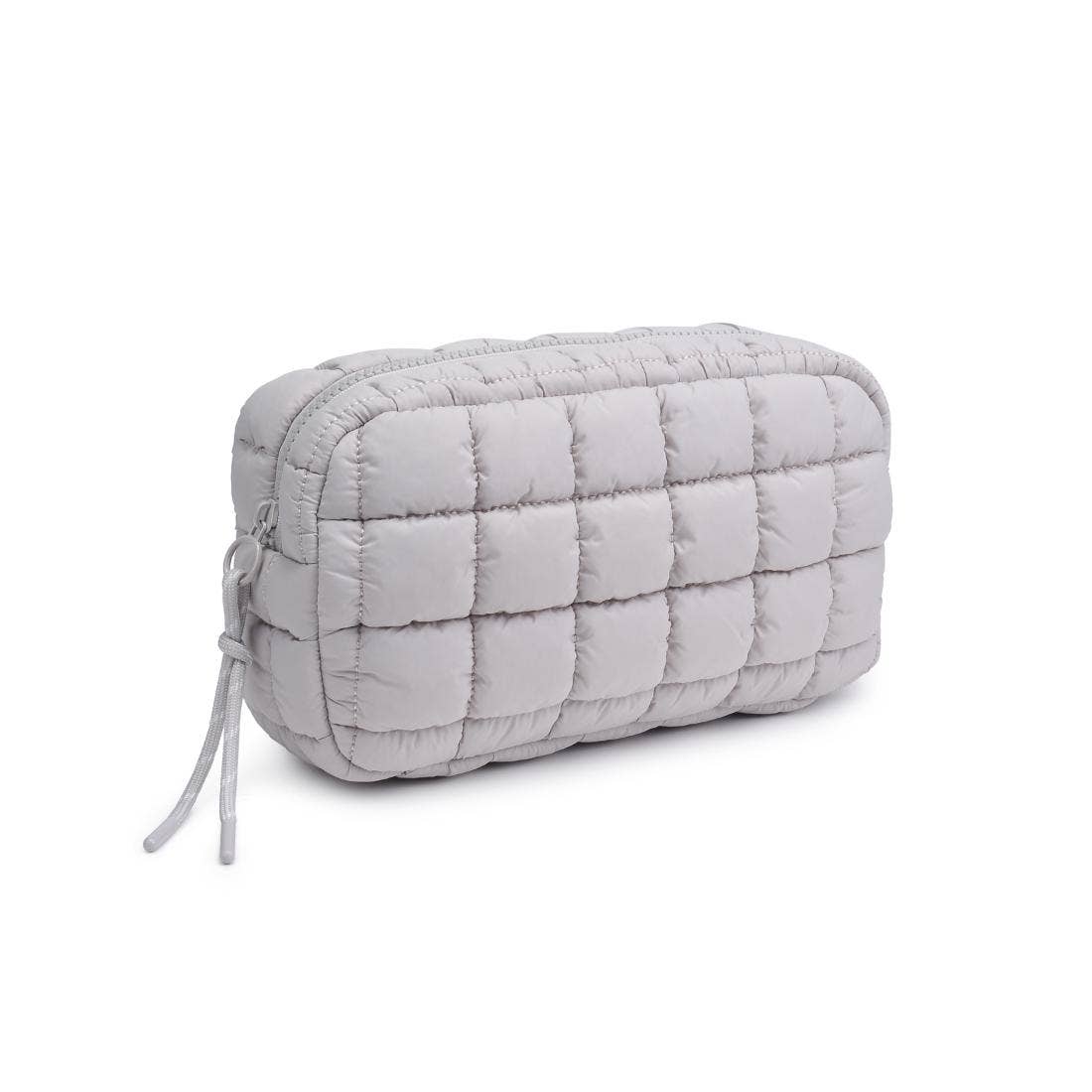 Cloud Nine Quilted Puffer Nylon Cosmetic Travel Pouch Cosmetic Pouch: Dove Grey