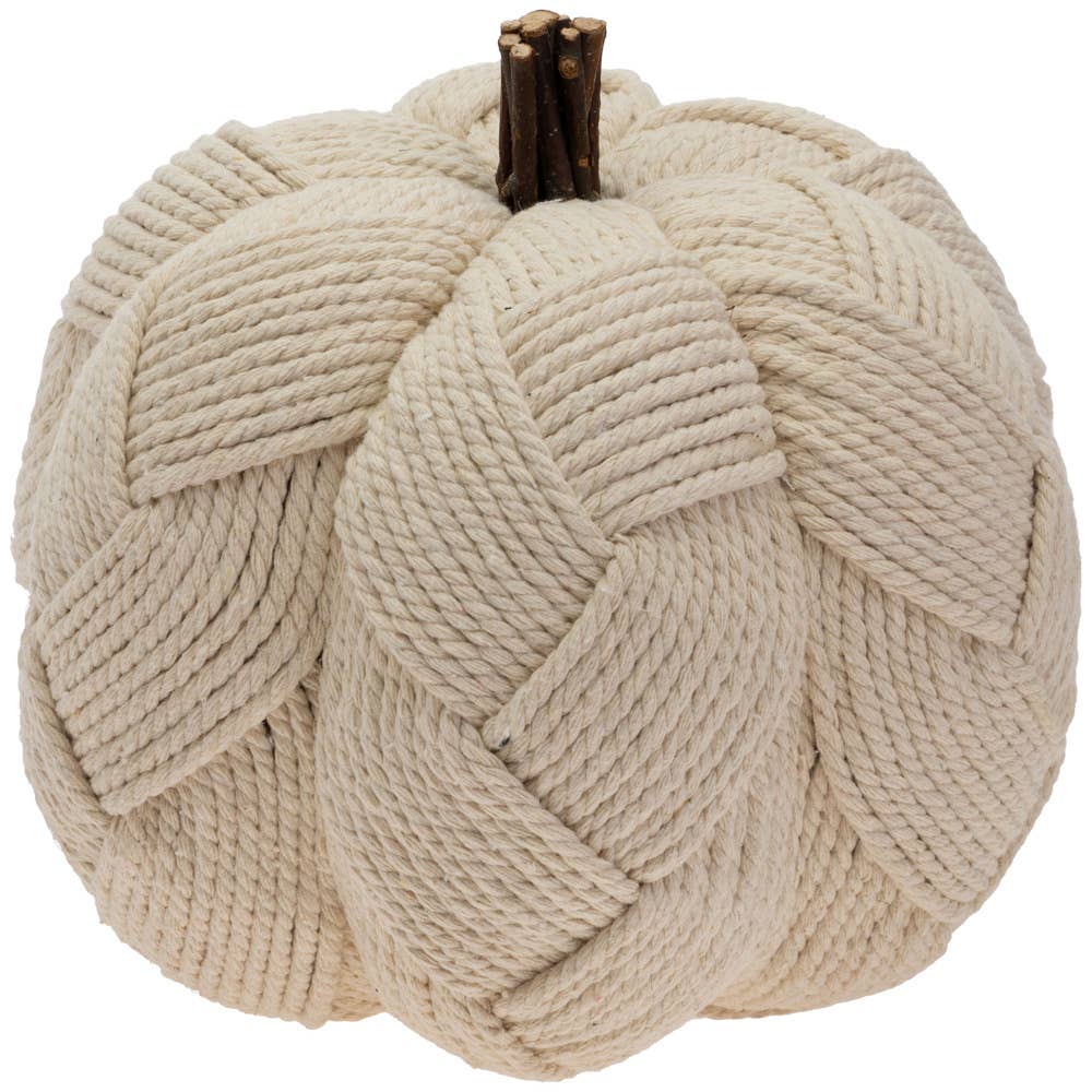 8.5" Dia Woven Cream Pumpkin Fall Autumn Décor