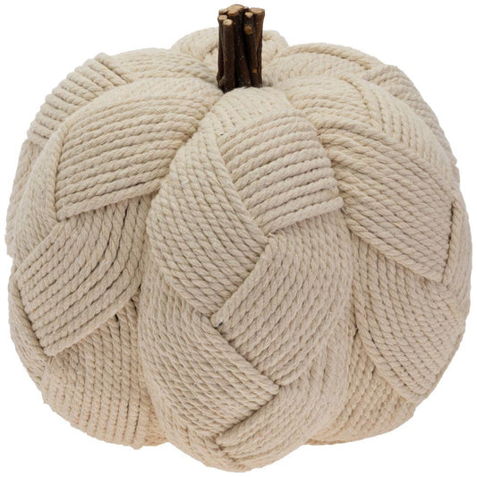 8.5" Dia Woven Cream Pumpkin Fall Autumn Décor