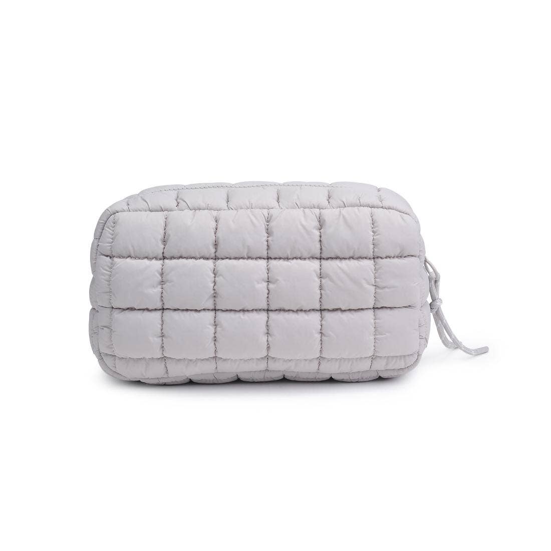 Cloud Nine Quilted Puffer Nylon Cosmetic Travel Pouch Cosmetic Pouch: Dove Grey