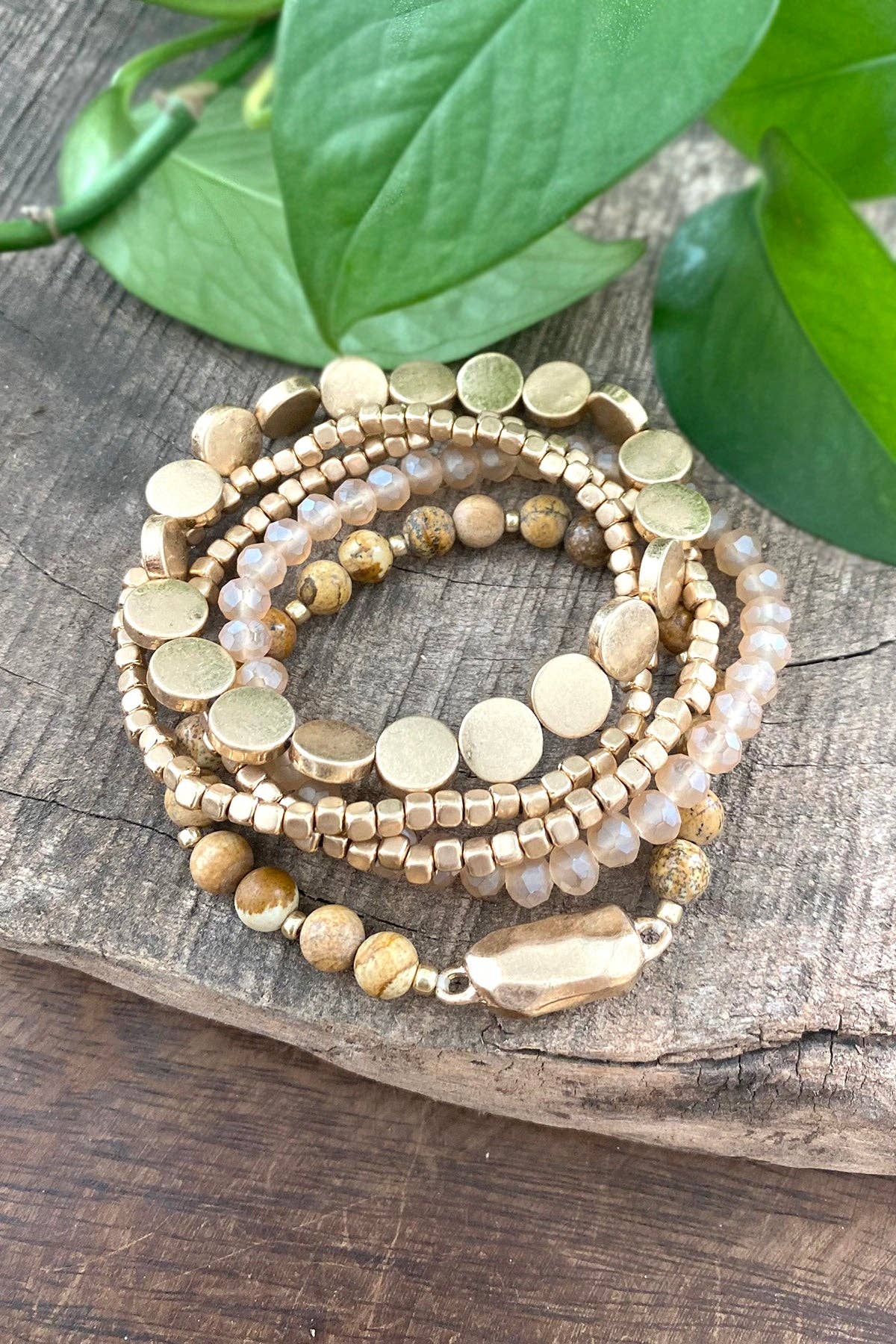 5 piece Boho Beaded Bracelet Stack