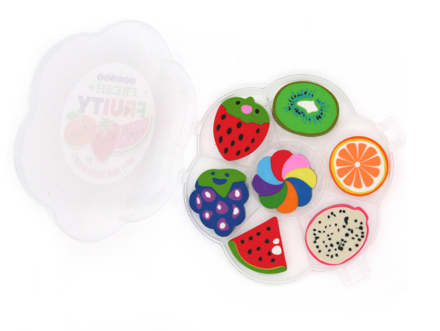 Set of 7 Scented Fruit Shaped Erasers