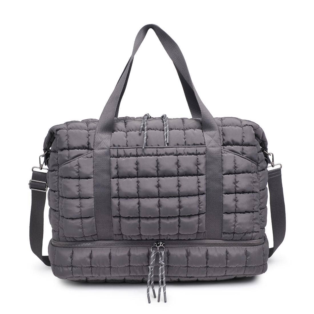 Globetrotter Quilted Nylon Puffer Travel Weekender: Natural