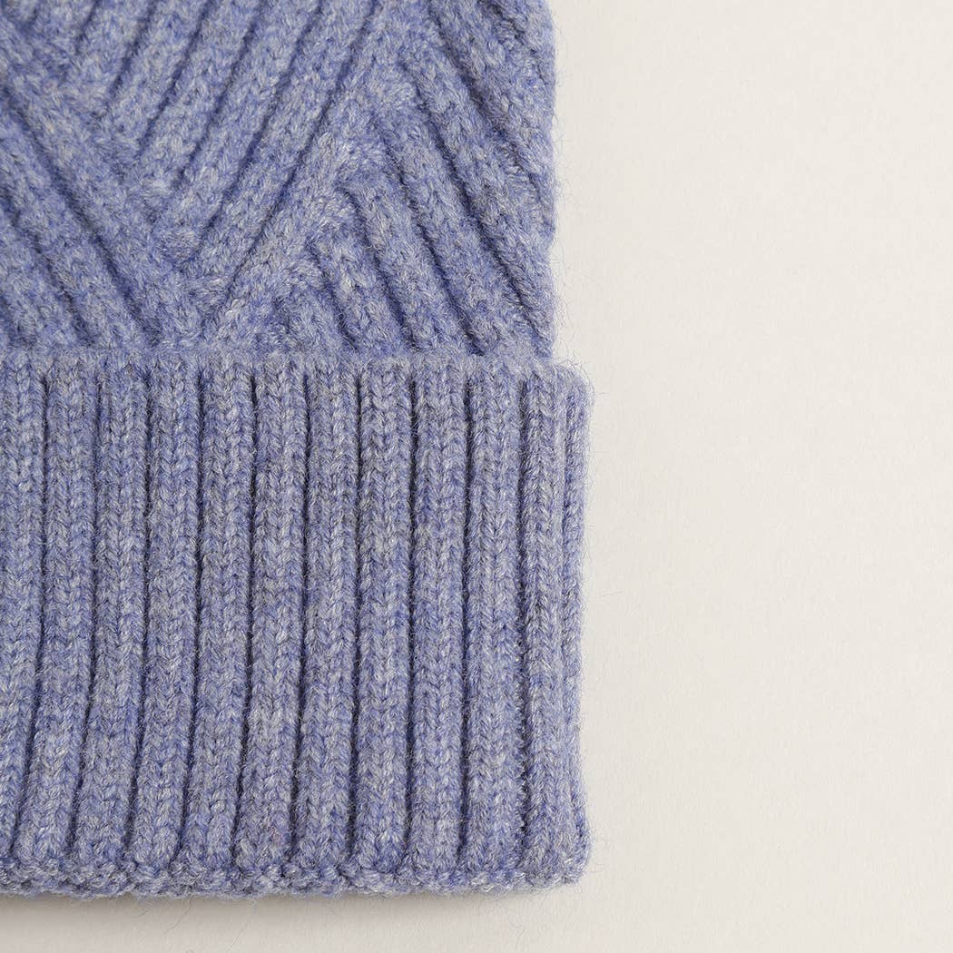 Heather Cuff Beanie with Pom-Pom