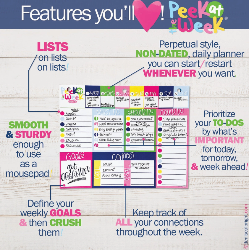 Peek At the Week® Weekly Planner Pad