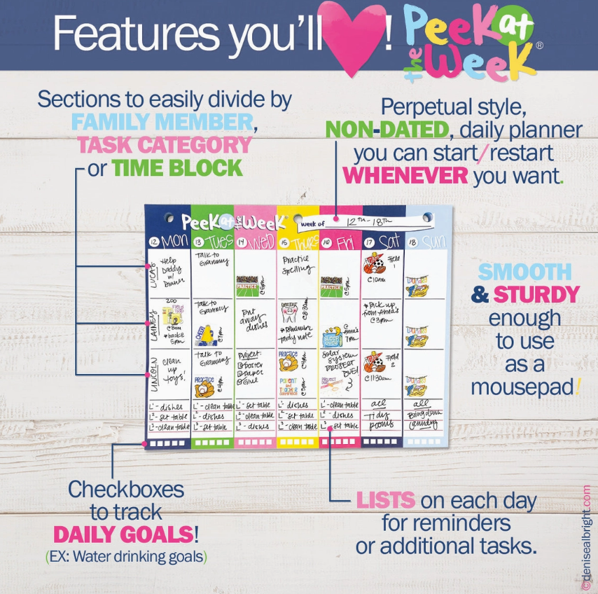 Peek At the Week® Simple Weekly Planner Pad