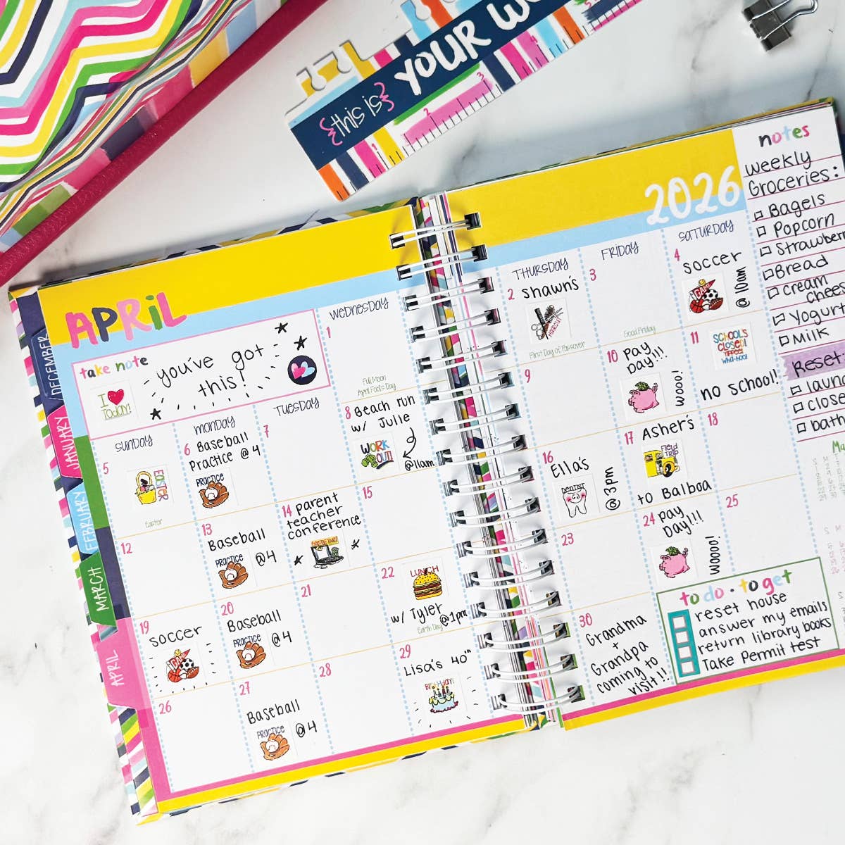 NEW! Reminder Binder® Planner [Jan 26-June 27] | Open Stock: Stylie Stripes