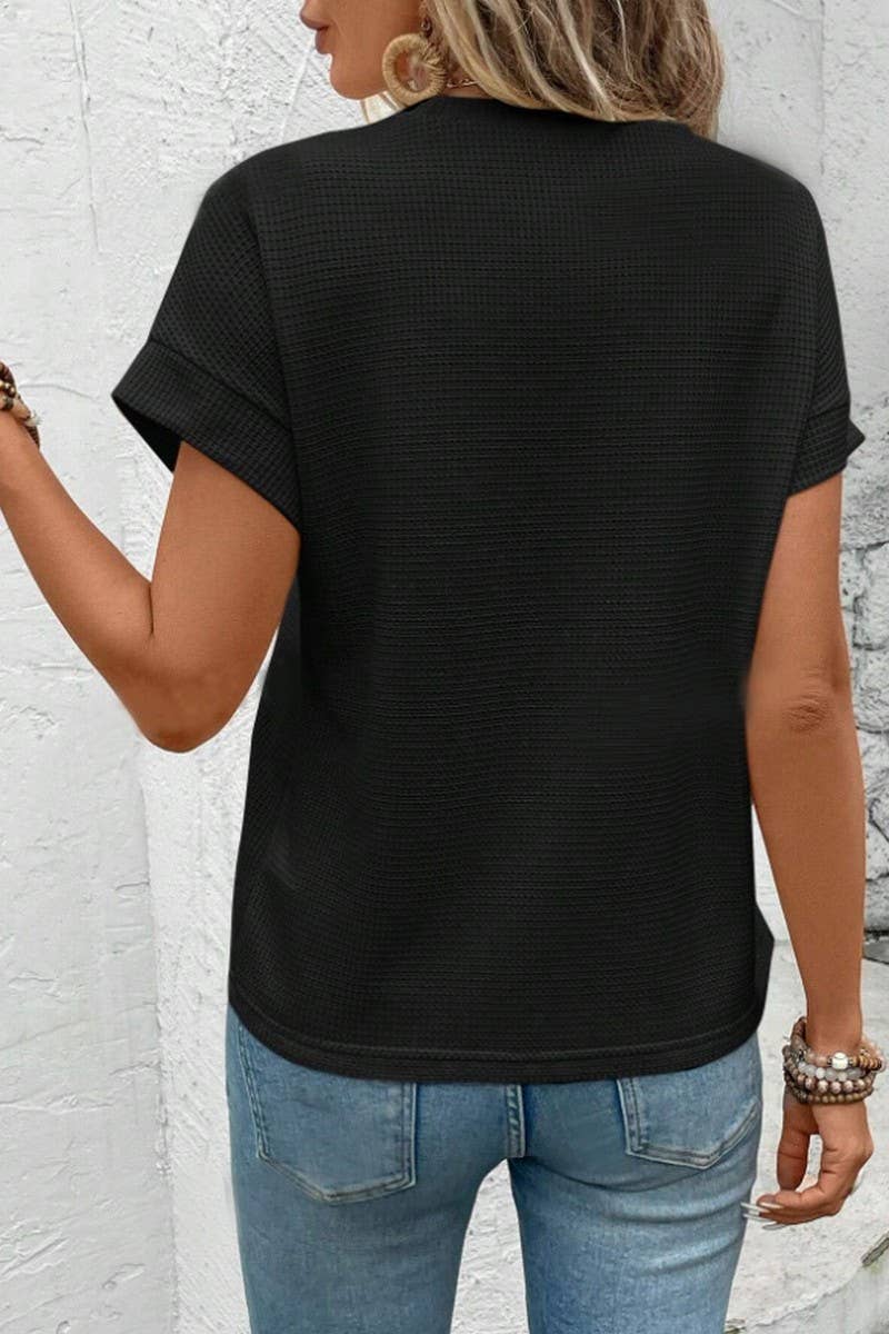 CWTTS1499_SOLID COLOR ROUND NECK COMFORTABLE CASUAL TEE: WHITE / (S) 1