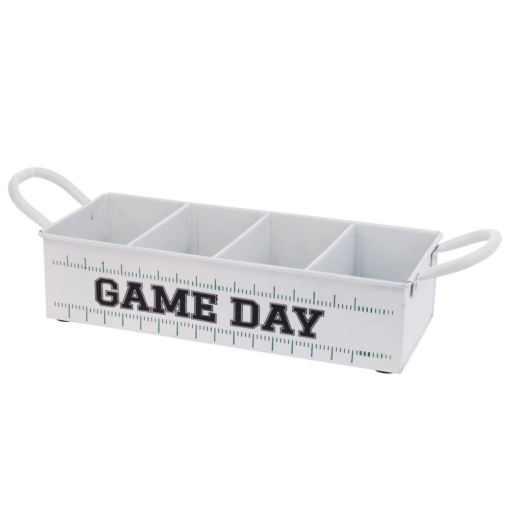 17" Long Game Day White Metal Caddy Football