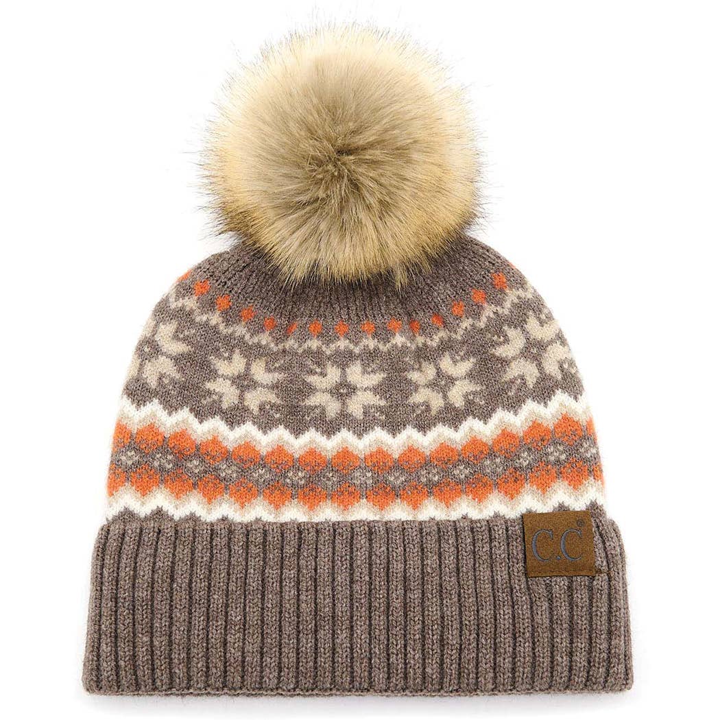 Nordic Fair Isle Beanie with Pom-Pom