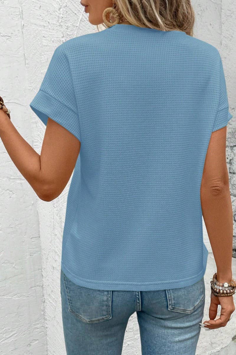CWTTS1499_SOLID COLOR ROUND NECK COMFORTABLE CASUAL TEE: WHITE / (S) 1