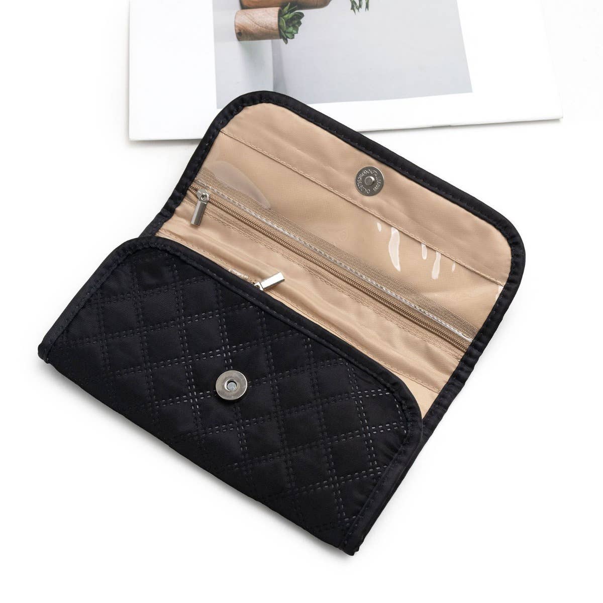 Portable Travel Jewelry Organizer Roll,Foldable for Earrings: Black