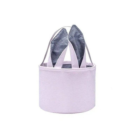 Personalized Embroidered Easter Bunny Ear Baskets: Pink