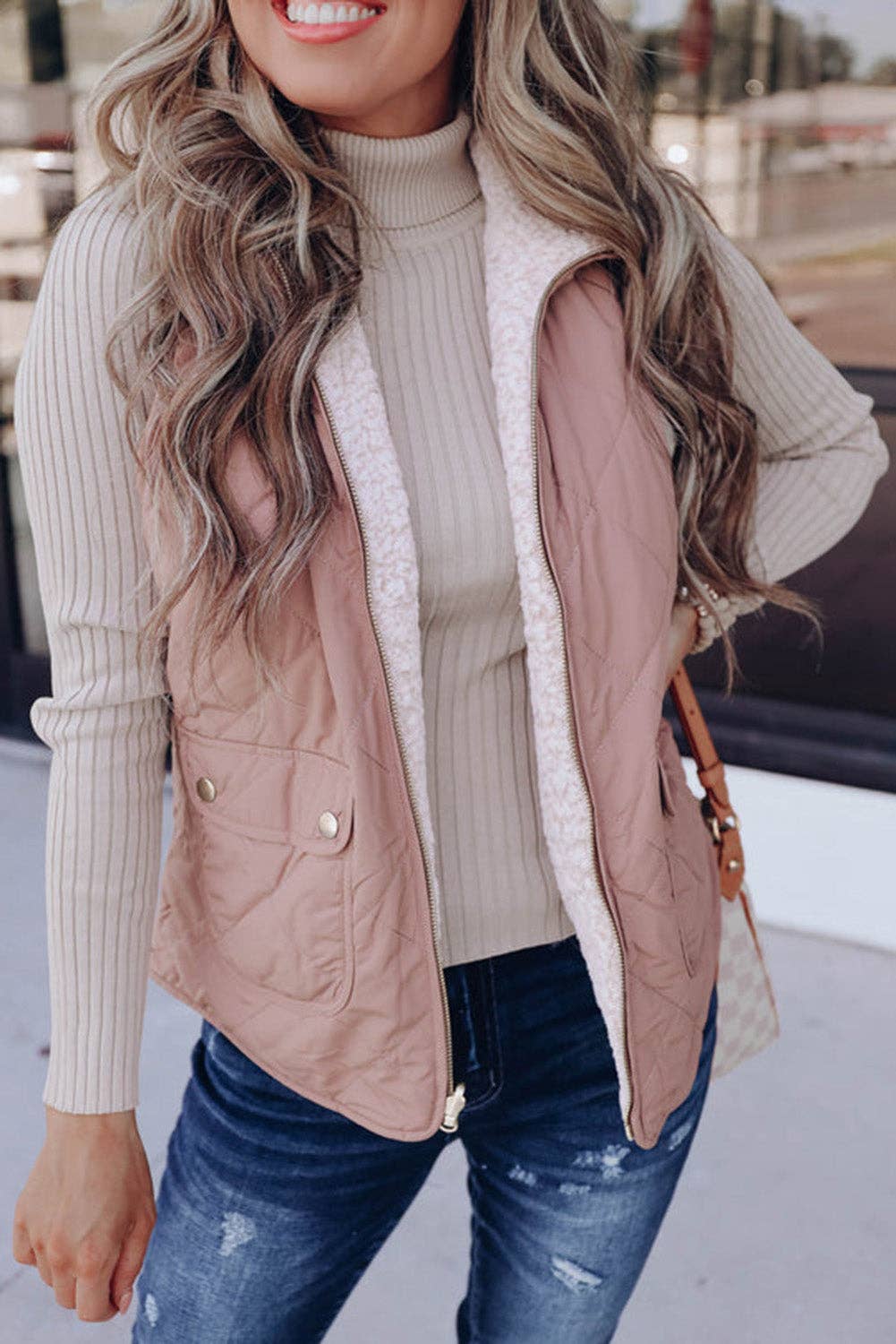 Pink Fleece Lined Quilted Vest