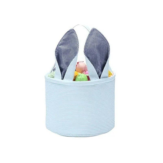 Personalized Embroidered Easter Bunny Ear Baskets: Blue