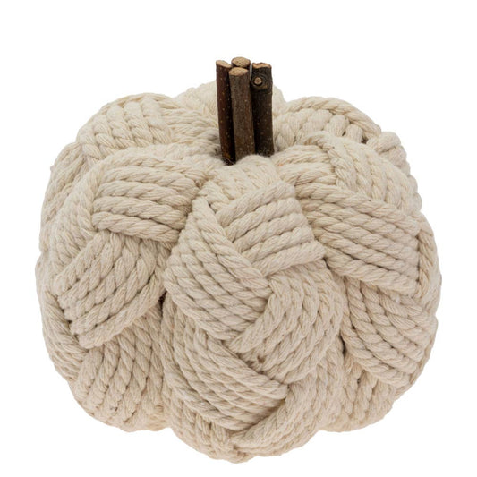 4.75" Dia. Woven Cream Pumpkin Fall Autumn Décor