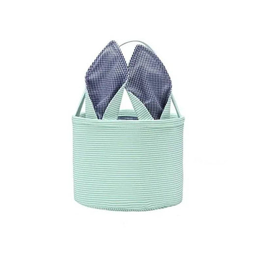 Personalized Embroidered Easter Bunny Ear Baskets: Green