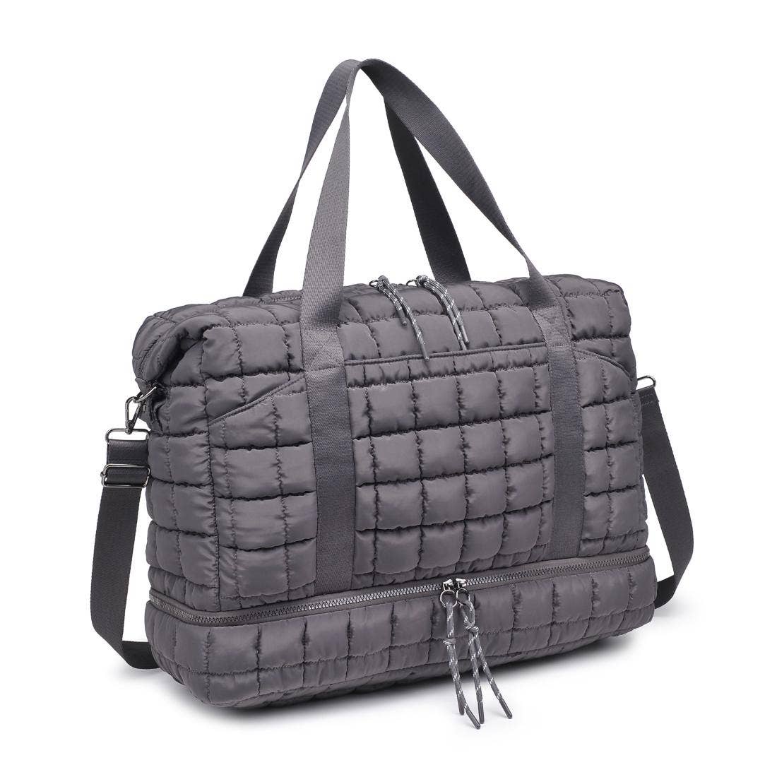 Globetrotter Quilted Nylon Puffer Travel Weekender: Natural