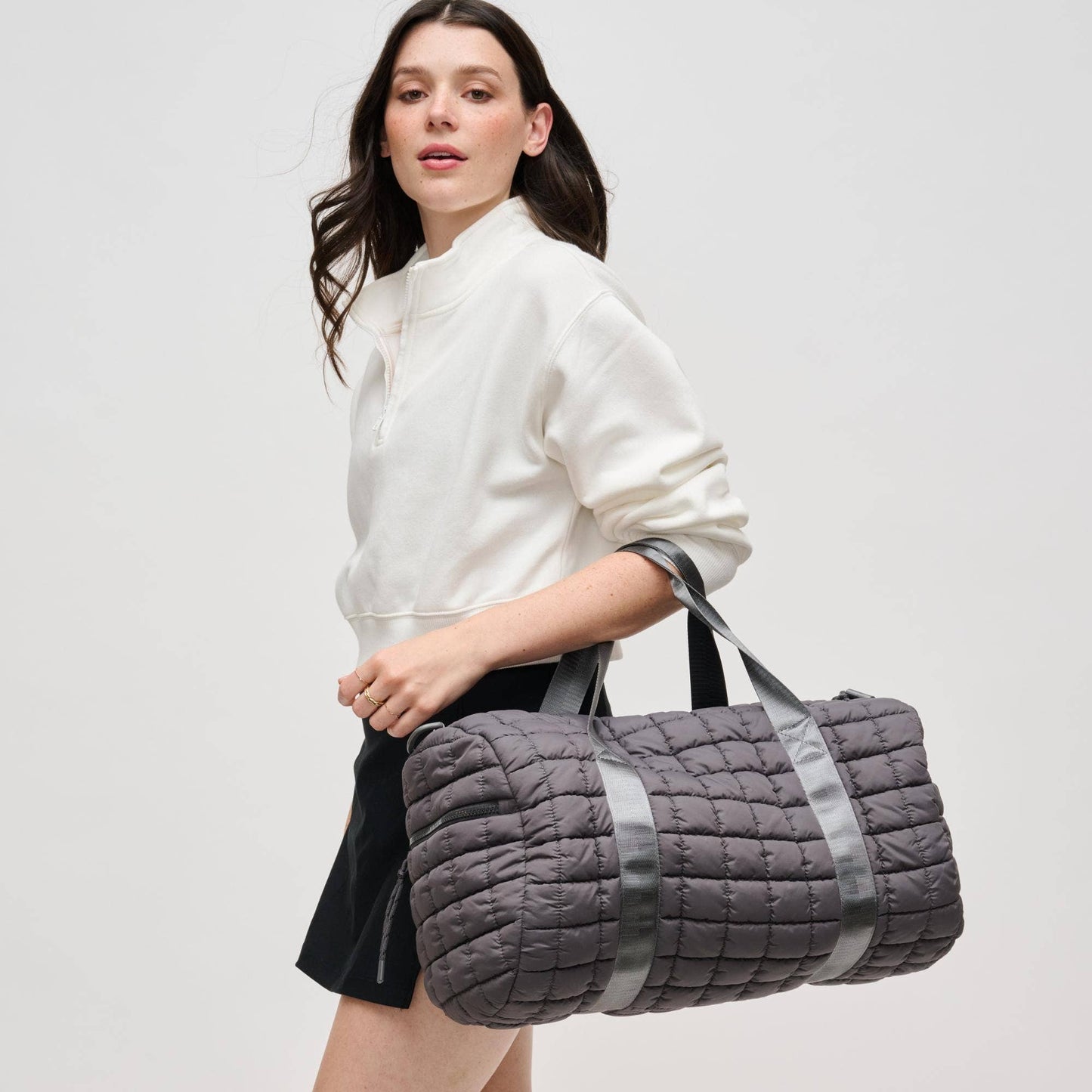 Ty Quilted Puffer Nylon Duffel: Black