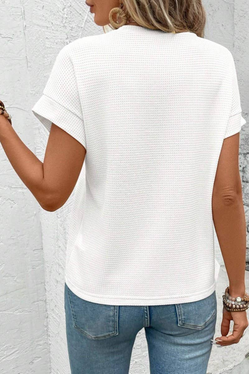 CWTTS1499_SOLID COLOR ROUND NECK COMFORTABLE CASUAL TEE: WHITE / (S) 1