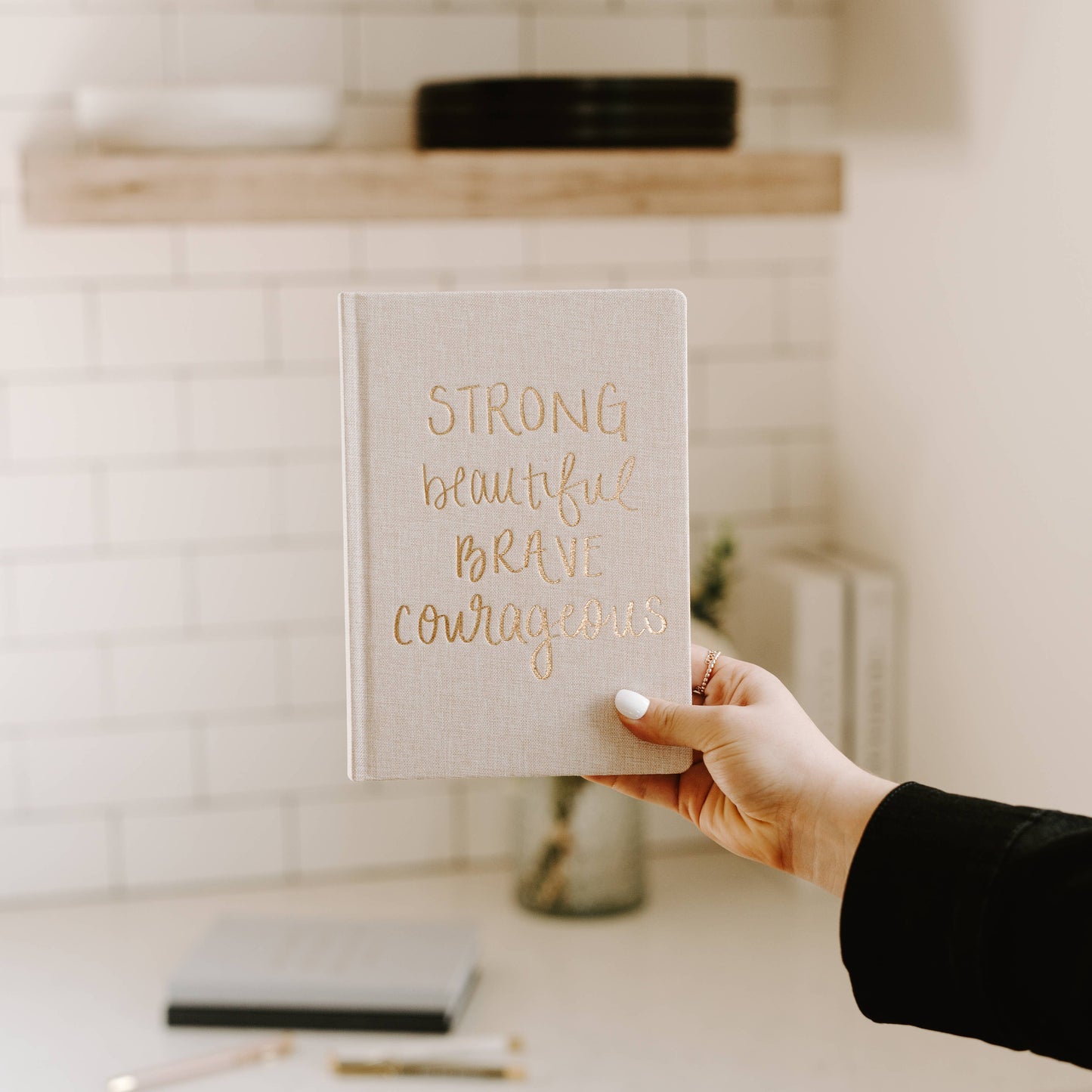 "Strong Beautiful Brave Courageous" Fabric Journal