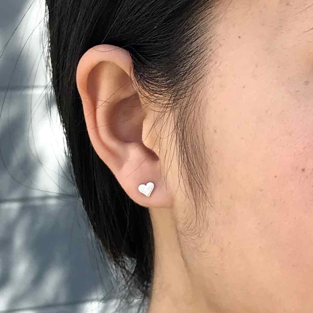 Silver, Bronze or Gold Tiny Heart Stud Earrings 5x5mm: Recycled Sterling Silver