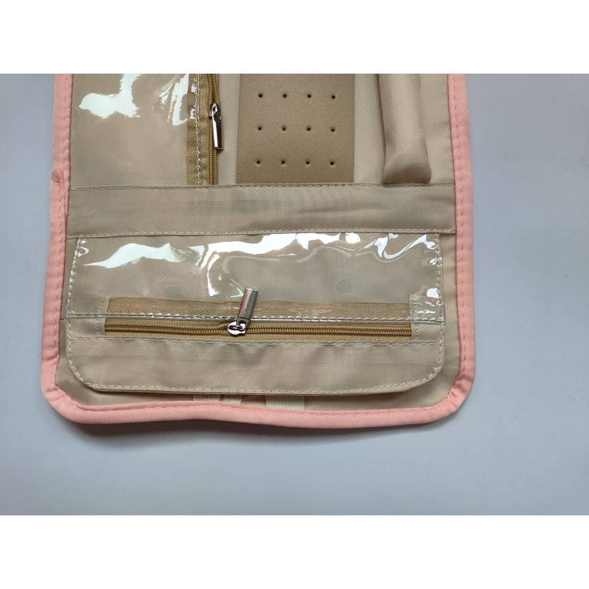 Portable Travel Jewelry Organizer Roll,Foldable for Earrings: Pink