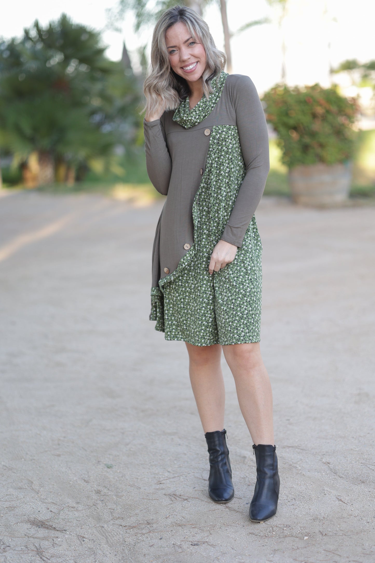 Winter Meadows Cowl Neck Dress