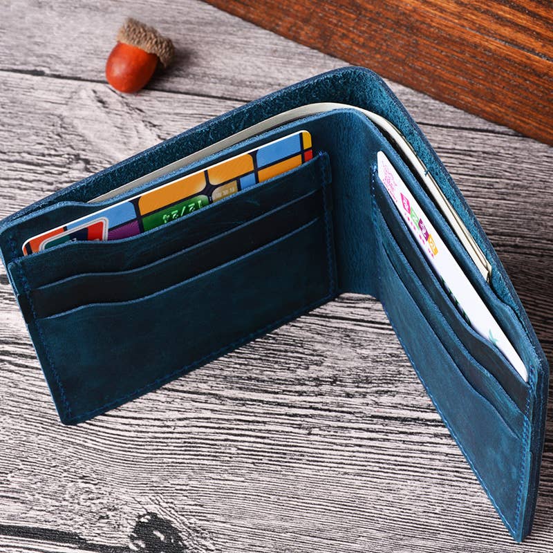 Leather Wallet,  Bifold Wallet, Handmade Wallet for Men: Brown