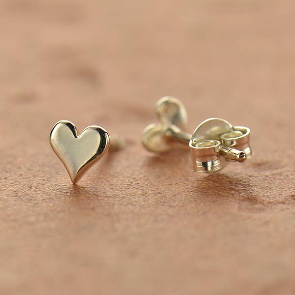 Silver, Bronze or Gold Tiny Heart Stud Earrings 5x5mm: Bronze