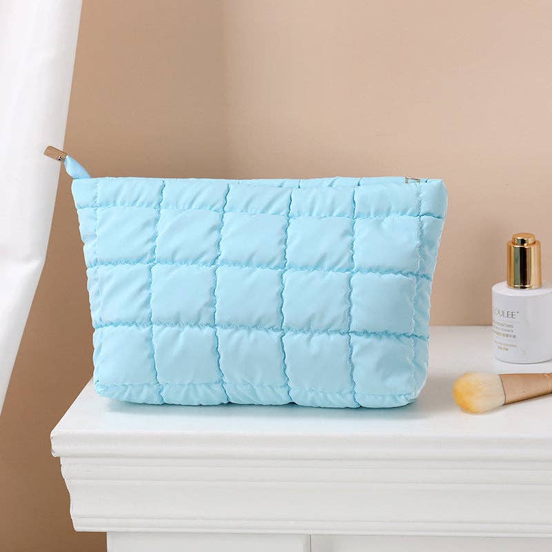 Puffer cosmetic bag small toiletry zipper bag: Pink
