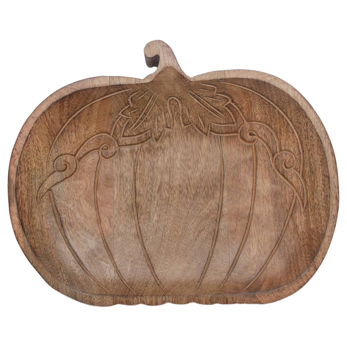 13.75" Engraved Pumpkin Mango Wood Tray Fall