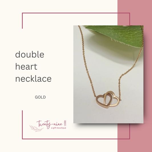 Double Heart Necklace Rose Gold