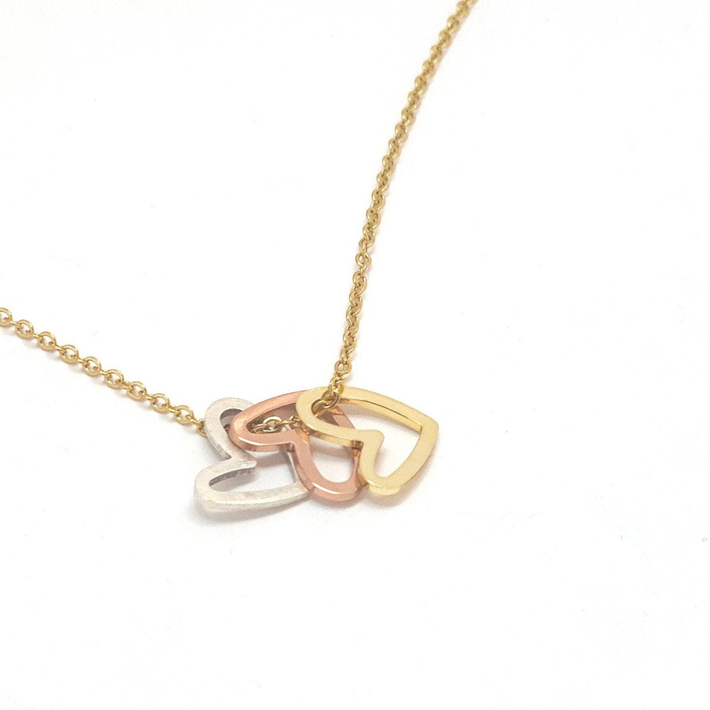 Triple Heart Necklace Gold Chain