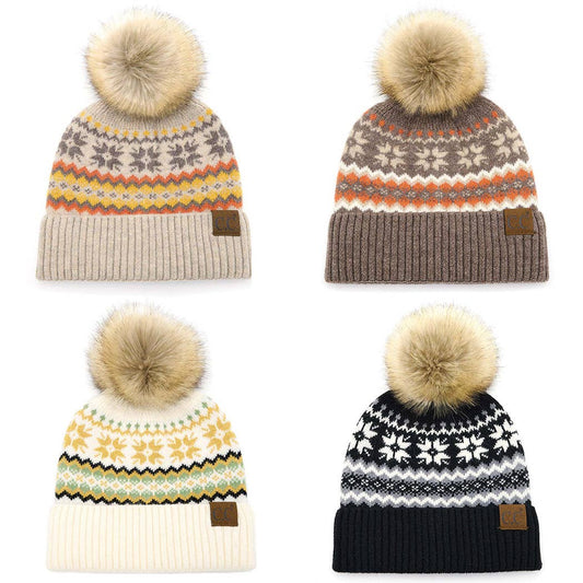 Nordic Fair Isle Beanie with Pom-Pom