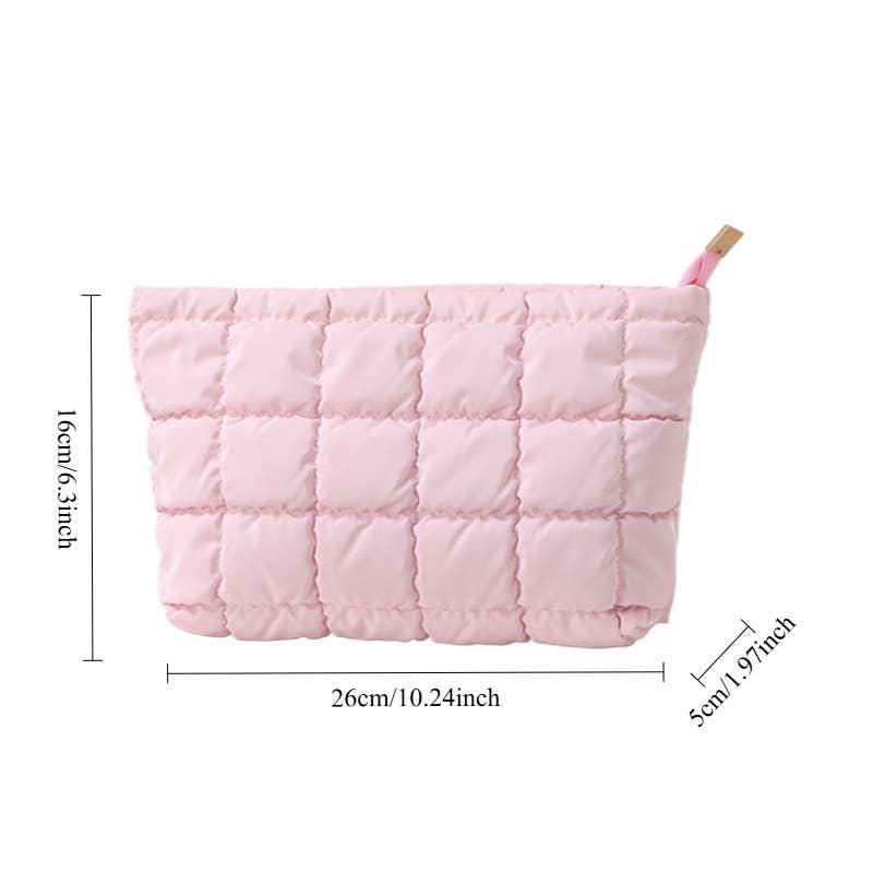 Quilted Puff Zipper Pouch/Makeup bag