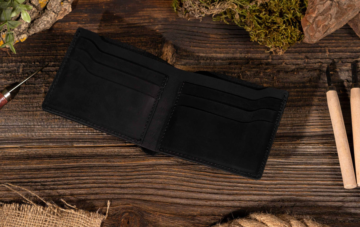 Leather Wallet,  Bifold Wallet, Handmade Wallet for Men: Brown