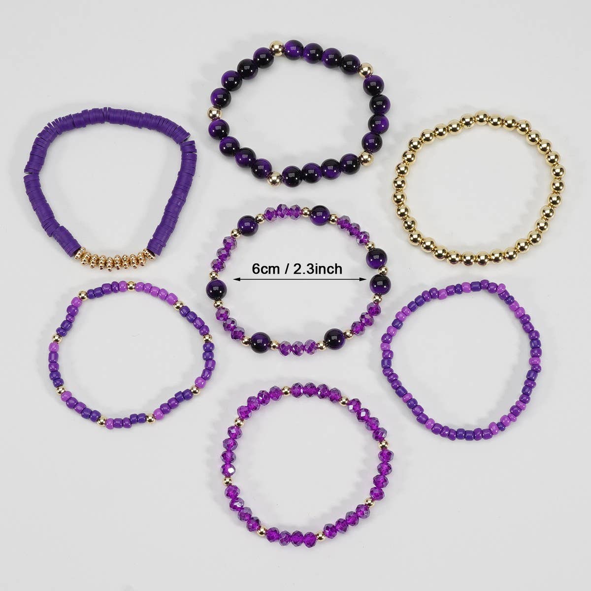 CWAJE06899_BOHO FAUX STONE ELASTIC BEADED BRACELET: BROWN / (OS) 1