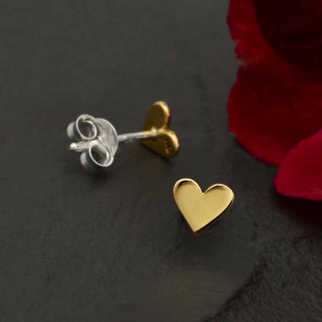 Silver, Bronze or Gold Tiny Heart Stud Earrings 5x5mm: Bronze