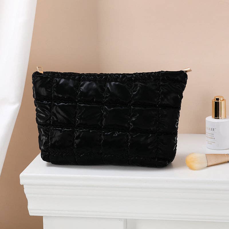 Puffer cosmetic bag small toiletry zipper bag: Pink